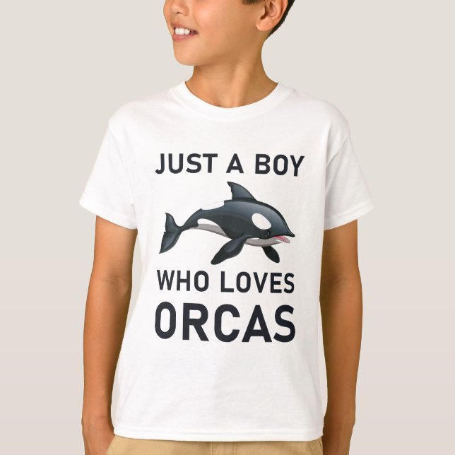 Bara en pojke som kärlek Orcas Whales T Shirt (Framsida)