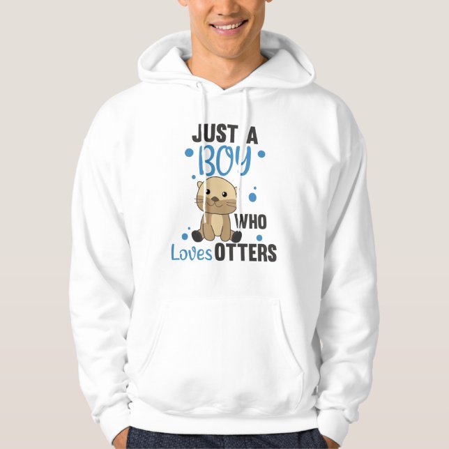 Bara en pojke som Kärlek-Otters söt Otter Hoodie (Framsida)