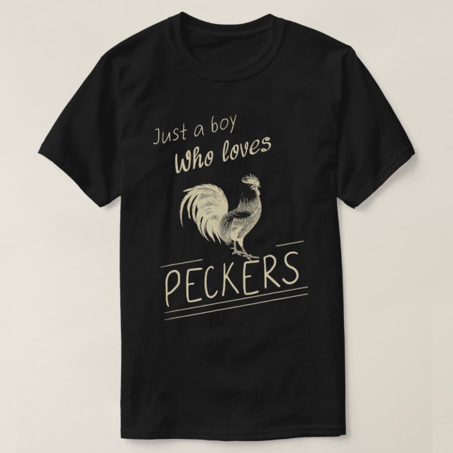Bara en pojke som Kärlek Peckers Funny Chicken Far T Shirt (Design framsida)