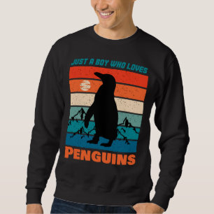 Bara en pojke som Kärlek Penguins - Retro Animal Lång Ärmad Tröja