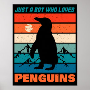 Bara en pojke som Kärlek Penguins - Retro Animal Poster
