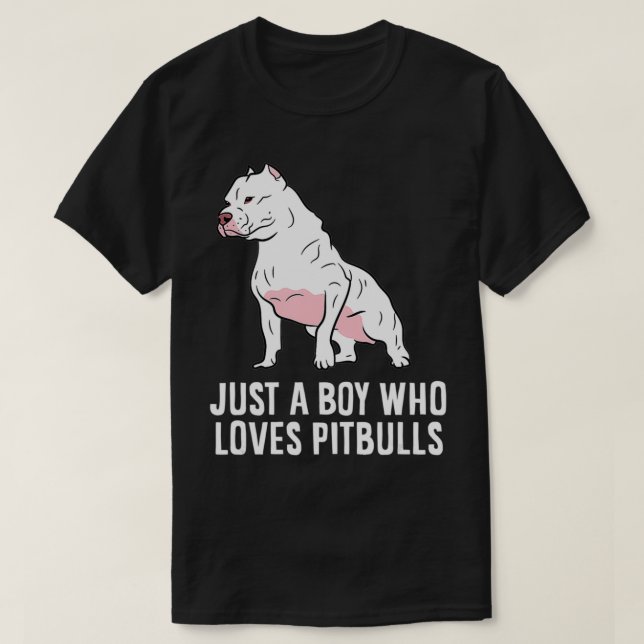 Bara en pojke som Kärlek Pitbull Hundar T Shirt (Design framsida)