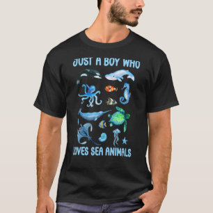 Bara en pojke som Kärlek Sea Animals Kids Ocean Wi T Shirt