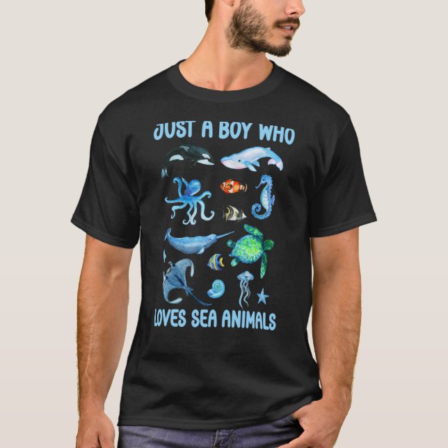 Bara en pojke som Kärlek Sea Animals Kids Ocean Wi T Shirt (Framsida)