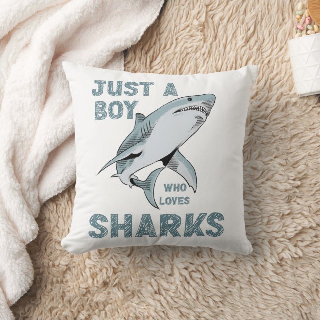 Bara en pojke som kärlek Shark Älskare Kudde (Filt)