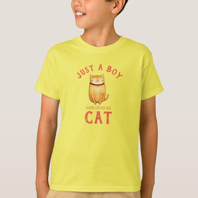 Bara en pojke som kärlek sin Cat T-Shirt (Framsida)