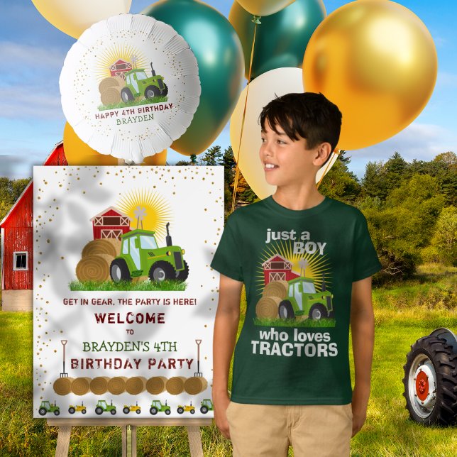 Bara en pojke som Kärlek Tractor Farm Birthday Boy T Shirt (Just A Boy Who Loves Tractors Farm Birthday Boy T-Shirt)