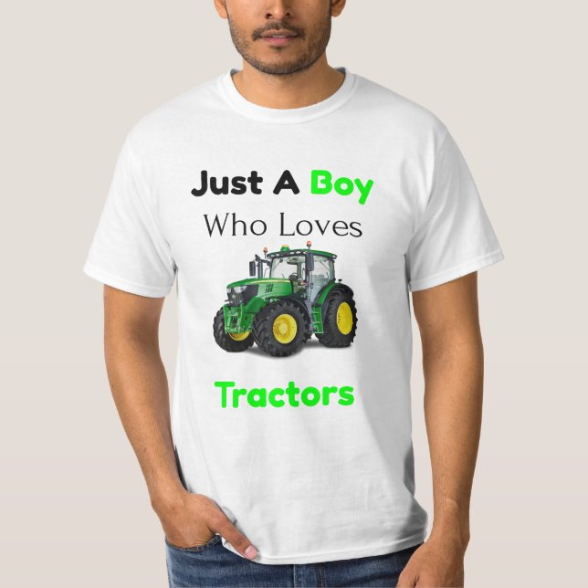 Bara en pojke som Kärlek Tractor Grönt Farm Tracto T Shirt (Framsida)