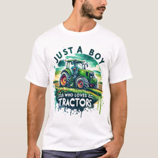 Bara en pojke som Kärlek Tractor T-Shirt, födelsed T Shirt