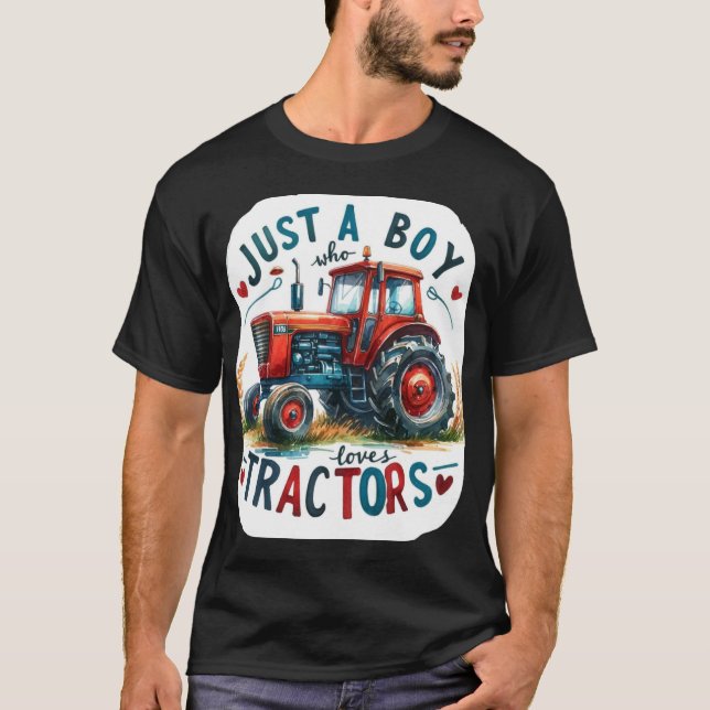 Bara en pojke som Kärlek Tractor T-Shirt, födelsed T Shirt (Framsida)