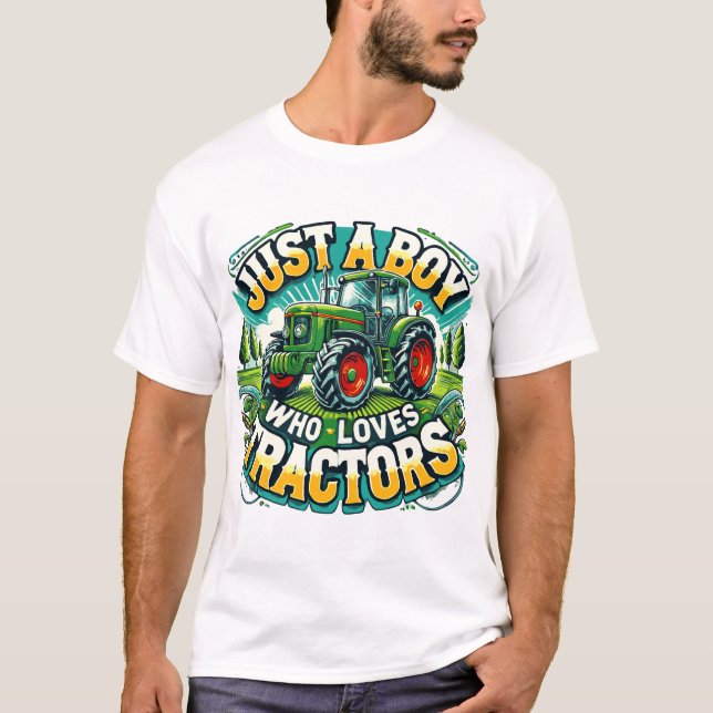 Bara en pojke som Kärlek Tractor T-Shirt, födelsed T Shirt (Framsida)