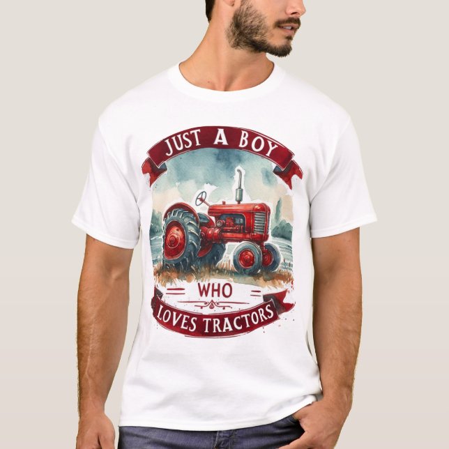 Bara en pojke som Kärlek Tractor T-Shirt, födelsed T Shirt (Framsida)