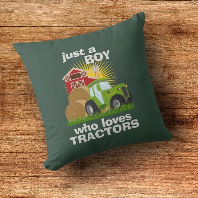 Bara en pojke som Kärlek Trtors 🚜 Farm Birthday B Kudde (Just A Boy Who Loves Tractors Farm Birthday Boy Throw Pillow)