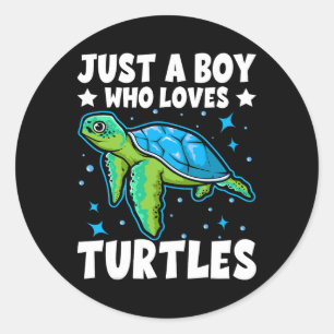Bara en pojke som Kärlek Turtles Älskare ger havsv Runt Klistermärke
