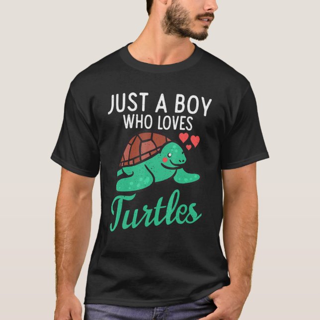 Bara en pojke som Kärlek Turtles Aquatic Animals T Shirt (Framsida)