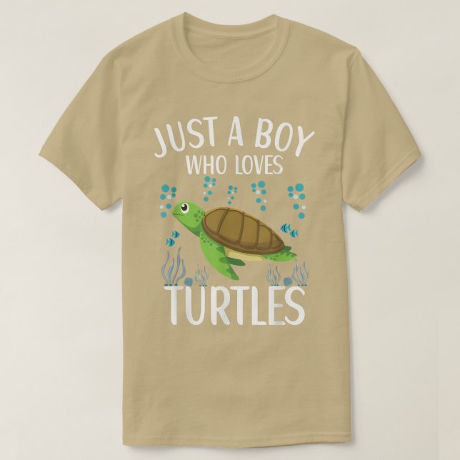 Bara en pojke som Kärlek Turtles Cute Sea Turtle Q T Shirt (Design framsida)