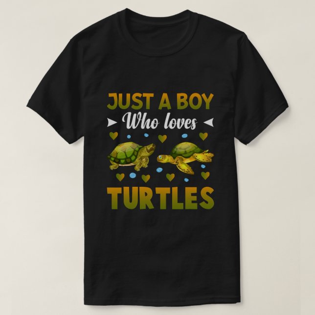 Bara en pojke som Kärlek Turtles Sea Turtle Älskar T Shirt (Design framsida)