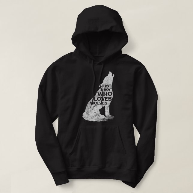 Bara en pojke som Kärlek Vargar Varg Pack Girl Hoodie (Design framsida)