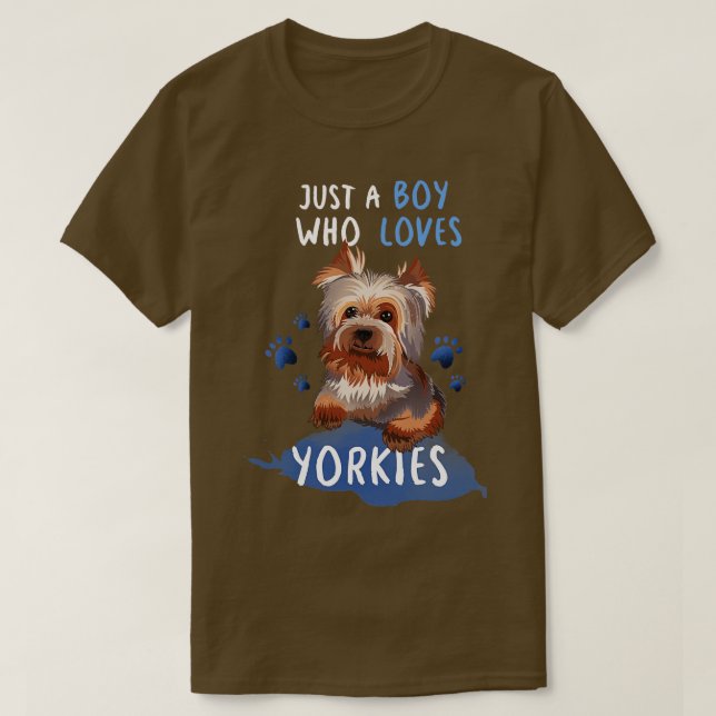 Bara en pojke som Kärlek Yorkies T Shirt (Design framsida)