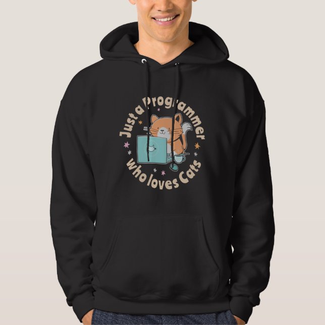 Bara en programmerare som älskar katter hoodie (Framsida)