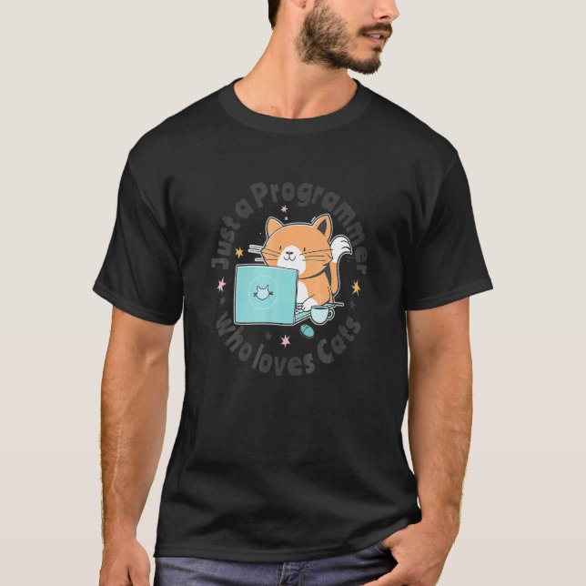Bara En Programmerare Som Älskar Katter Och Datore T Shirt (Framsida)
