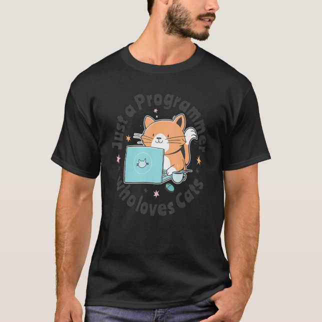 Bara en programmerare som älskar katter och datore t shirt (Framsida)