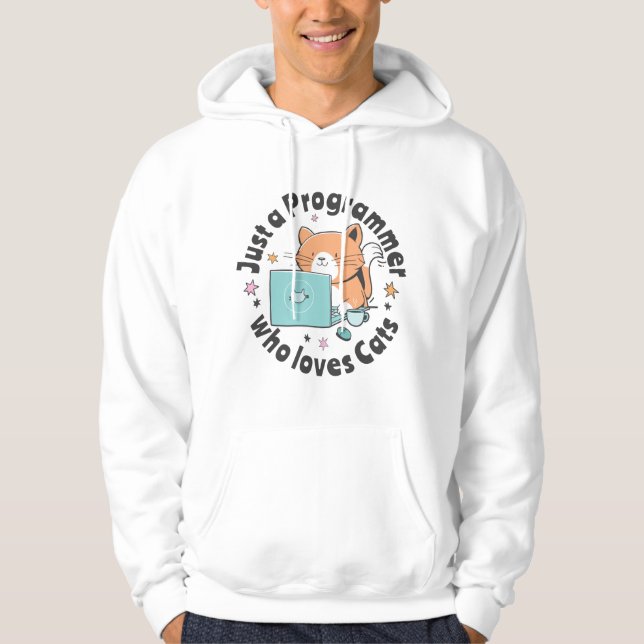 Bara en programmerare som kärlek katter hoodie (Framsida)
