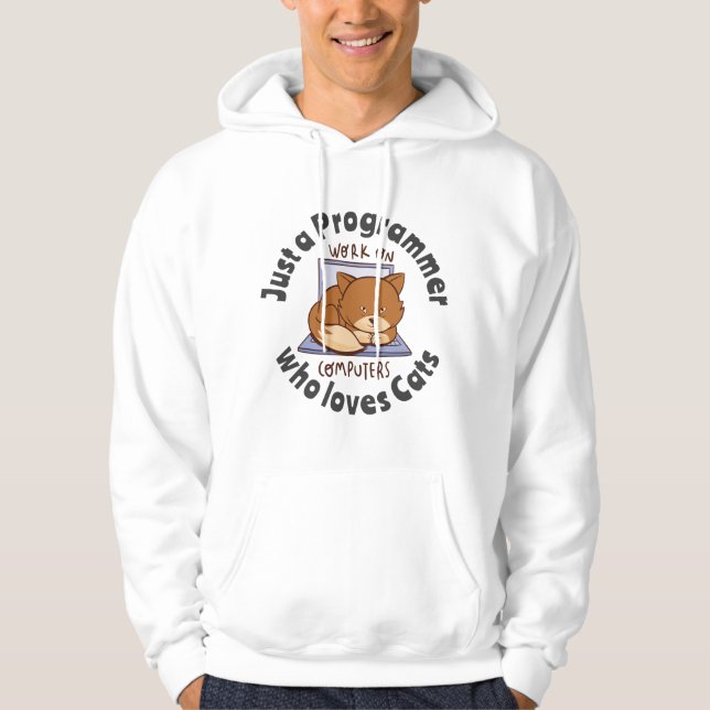 Bara en programmerare som kärlek katter hoodie (Framsida)