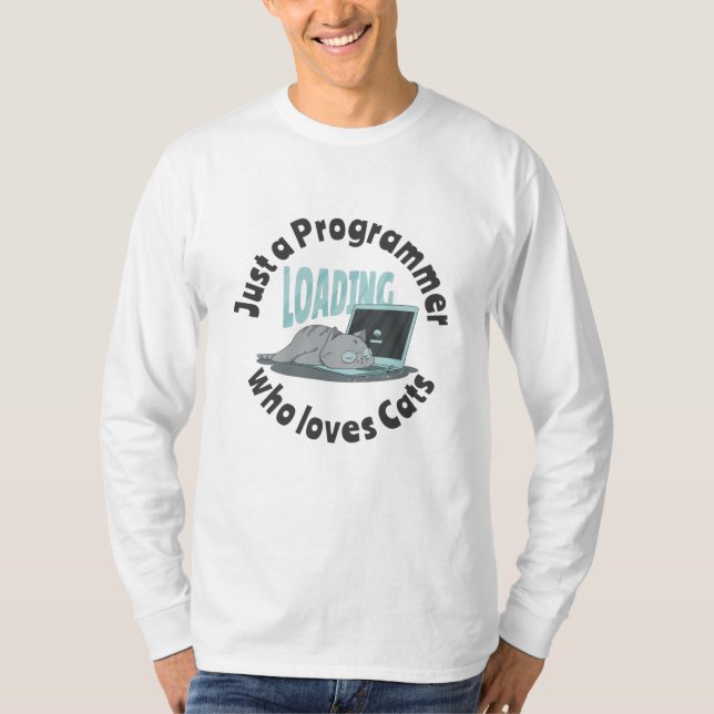 Bara en programmerare som kärlek katter t shirt (Framsida)