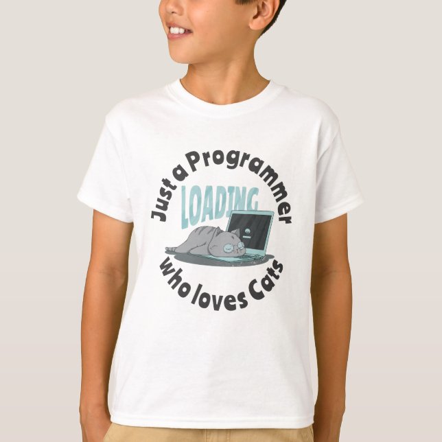 Bara en programmerare som kärlek katter t shirt (Framsida)