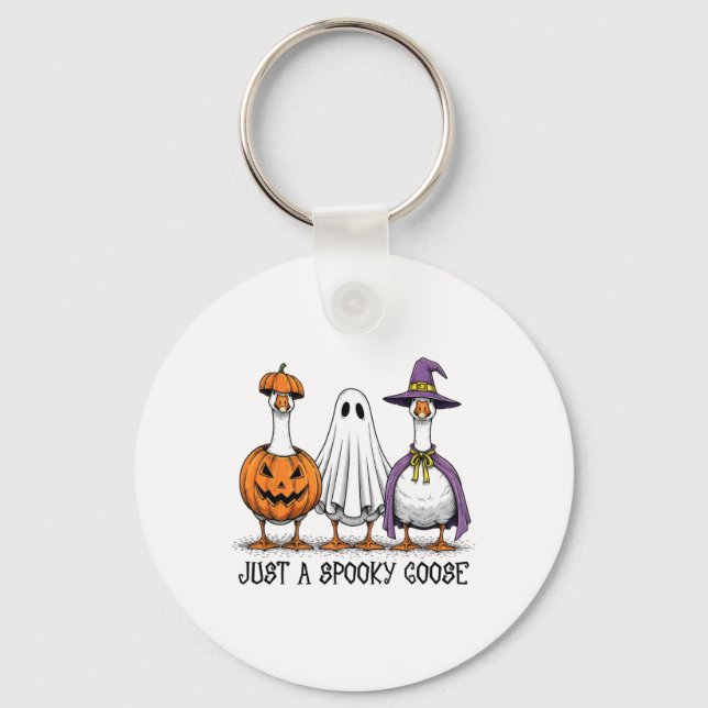 Bara en retoky Goose Halloween Ghost Witch Pumpkin Nyckelring (Framsida)