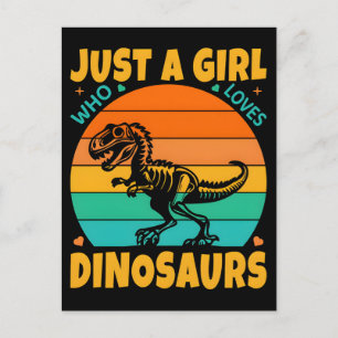 Bara En Retro Tjej Älskar Dinos Helg Vykort