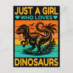 Bara En Retro Tjej Älskar Dinos Helg Vykort