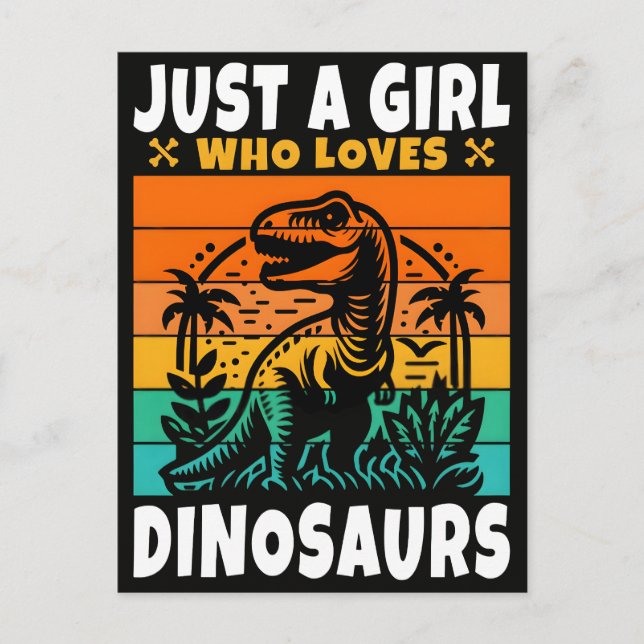 Bara En Retro Tjej Älskar Dinos Vykort (Framsida)