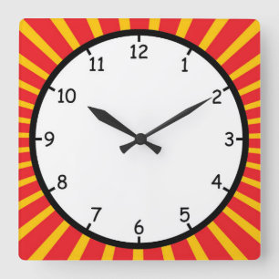 Bara en Roligt och en färgad platta Fyrkantig Klocka