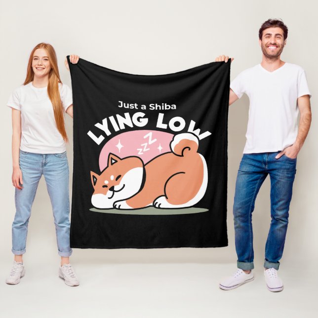 Bara en Shiba Ljuger lågt: Cute Shiba Inu Design Fleecefilt (På plats)