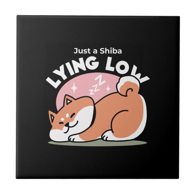 Bara en Shiba Ljuger lågt: Cute Shiba Inu Design Kakelplatta (Framsidan)