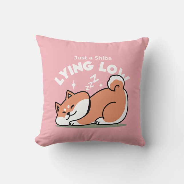 Bara en Shiba Ljuger lågt: Cute Shiba Inu Design Kudde (Framsida)