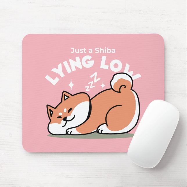 Bara en Shiba Ljuger lågt: Cute Shiba Inu Design Musmatta (Med mus)
