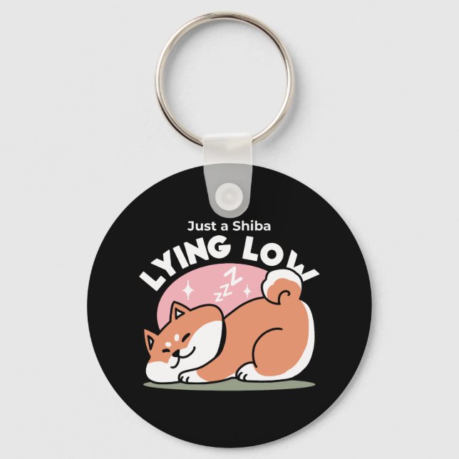 Bara en Shiba Ljuger lågt: Cute Shiba Inu Design Nyckelring (Framsida)