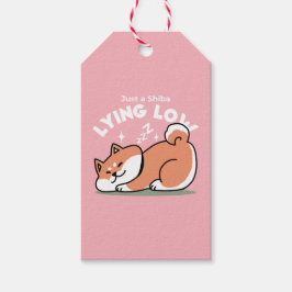 Bara en Shiba Ljuger lågt: Cute Shiba Inu Design Presentetikett