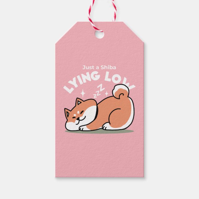 Bara en Shiba Ljuger lågt: Cute Shiba Inu Design Presentetikett (Framsidan)