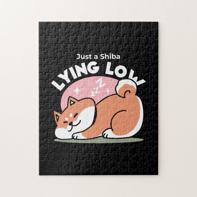 Bara en Shiba Ljuger lågt: Cute Shiba Inu Design Pussel (Vertikal)