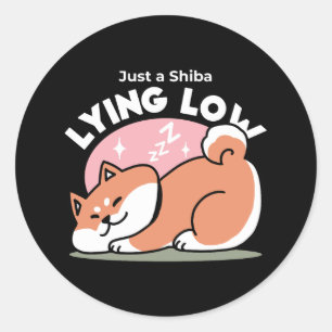 Bara en Shiba Ljuger lågt: Cute Shiba Inu Design Runt Klistermärke