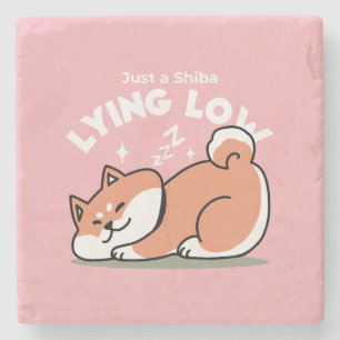 Bara en Shiba Ljuger lågt: Cute Shiba Inu Design Stenunderlägg