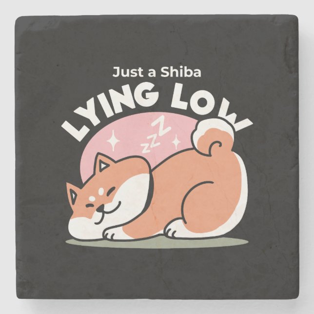 Bara en Shiba Ljuger lågt: Cute Shiba Inu Design Stenunderlägg (Framsidan)