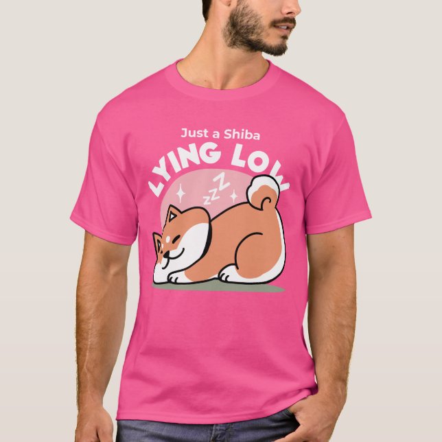 Bara en Shiba Ljuger lågt: Cute Shiba Inu Design T Shirt (Framsida)