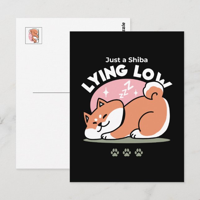 Bara en Shiba Ljuger lågt: Cute Shiba Inu Design Vykort (Fram/baksida)