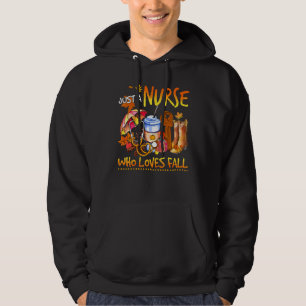 Bara en sjuksköterska som älskar roliga höststämni hoodie