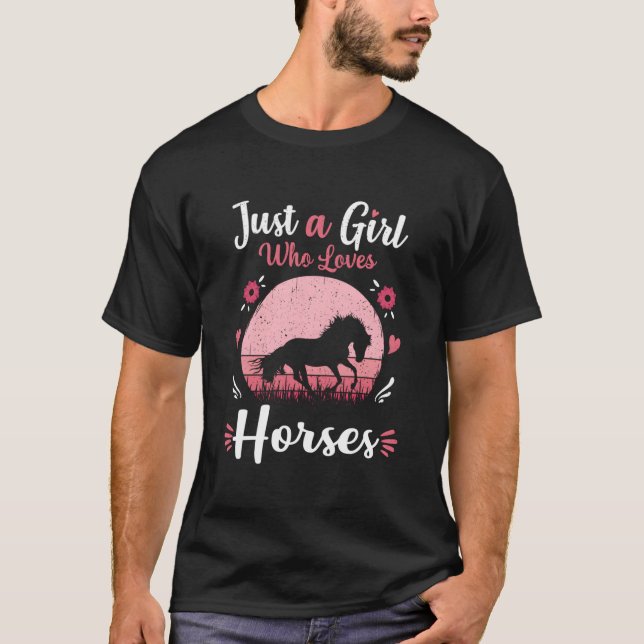 Bara en som älskar hästar Häst K T Shirt (Framsida)